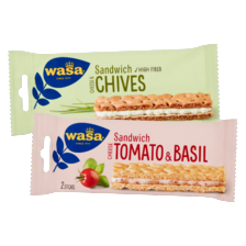 Wasa sandwich
pak van 3 pakjes
à 93-120 gram
of delicate crackers
pakje à 190 gram